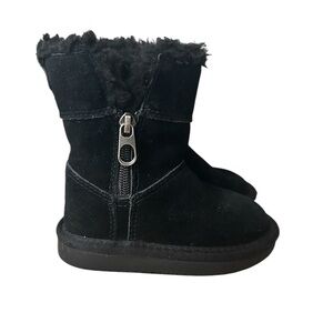 Koolaburra by Uggs Little Girls Black Zip Up Suede Sherpa lined Boots size 6